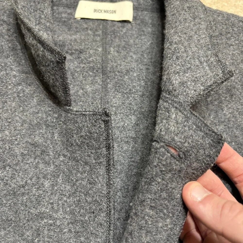 Buck Mason Felted Chore Coat Blazer Mens 2XL Gray Wool Knit Unstructured Jacket